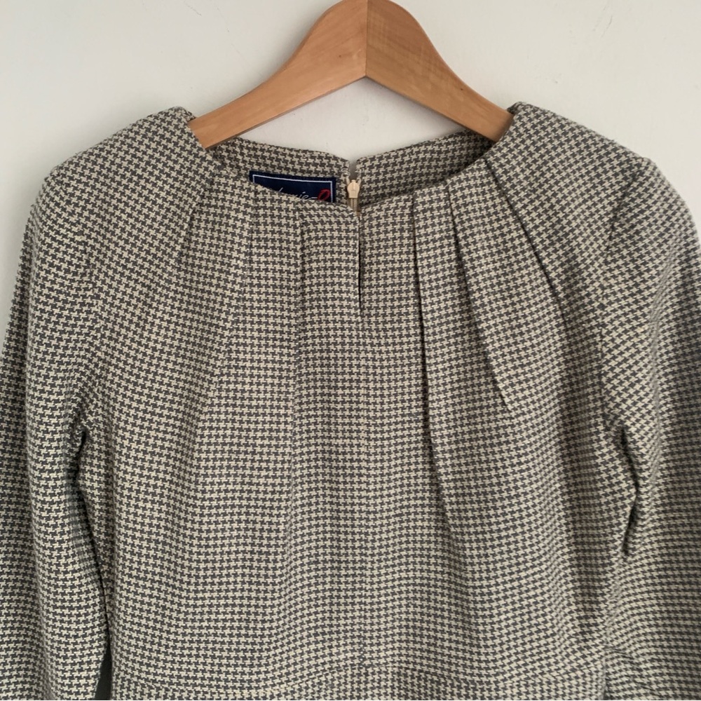 NWOT Johnnie-O Classic Houndstooth Mulberry Silk Shift Dress - Picture 4 of 9